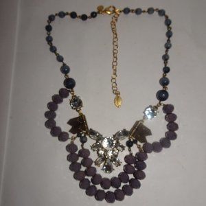 David Aubrey Faceted Mauve Blue Beaded Necklace
